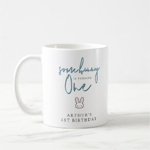 Taza De Café Algun conejo cumple uno Celebración del primer cum