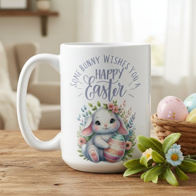 Taza De Café Algunos Bunny Te Desean Una Feliz Pascua Adorable (Some Bunny Wishes You A Happy Easter Adorable Coffee Mug)