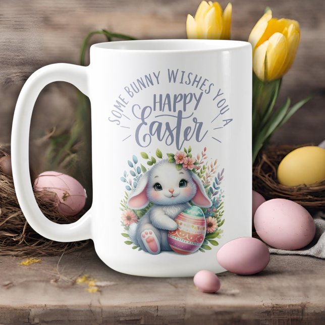 Taza De Café Algunos Bunny Te Desean Una Feliz Pascua Adorable (Some Bunny Wishes You A Happy Easter Adorable Coffee Mug)