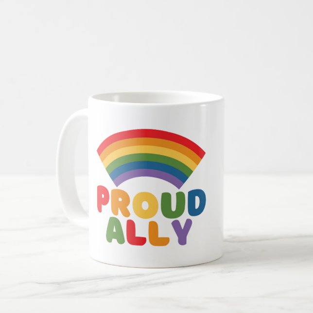 TAZA DE CAFÉ ALIADO ORGULLOSO - ORGULLO LGBTQ (Anverso izquierdo)