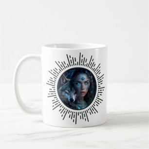 Taza De Café Alianza celestial el lobo y la bella mujer