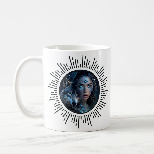 Taza De Café Alianza celestial el lobo y la bella mujer (Izquierda)