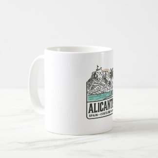 Taza De Café Alicante Sketch Santa Bárbara Castle Costa Blanca 