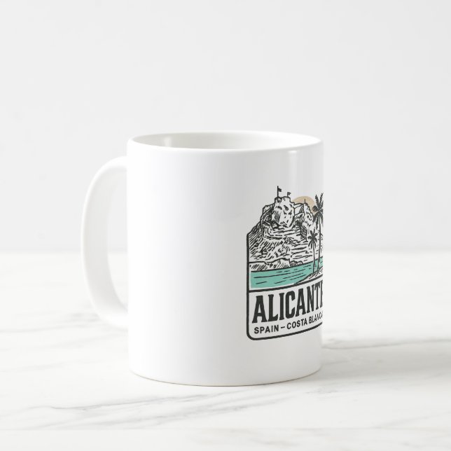Taza De Café Alicante Sketch Santa Bárbara Castle Costa Blanca  (Anverso izquierdo)