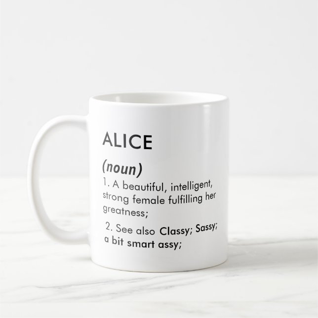 Taza De Café Alice name, Editable name, Custom name (Izquierda)
