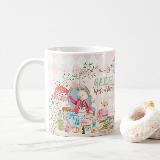 Taza De Café Alicia aventuras en Woderland Birthday Tea Fiesta (Con donut)
