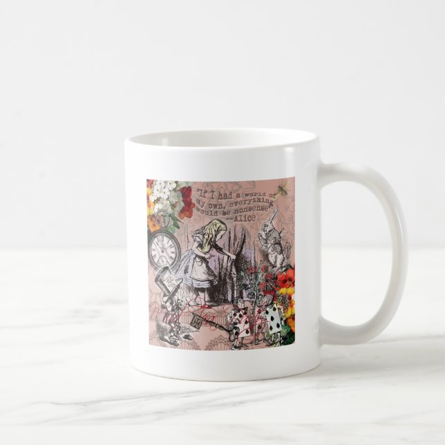 Taza De Café Alicia en el campo de las maravillas, odio y conej (Derecha)