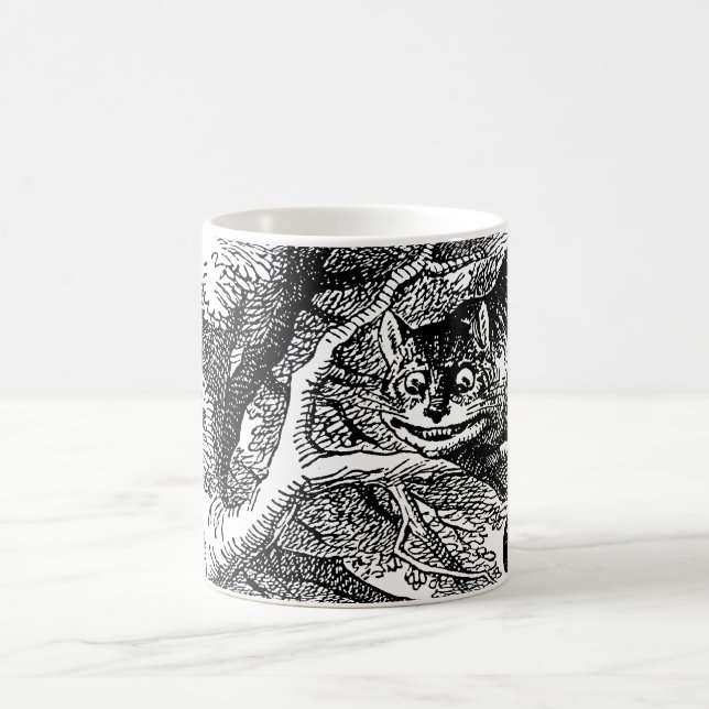 Taza De Café Alicia vintage en el país de las maravillas, gato  (Centro)