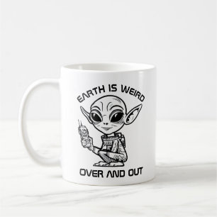 Taza De Café Alien blanco y negro