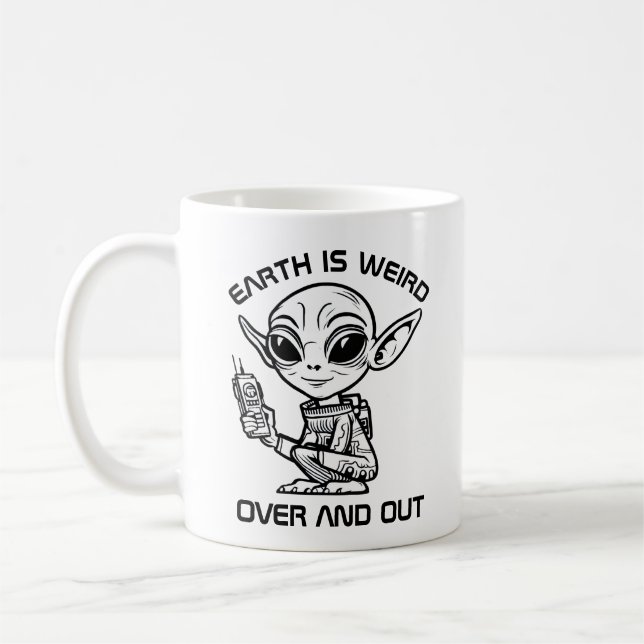 Taza De Café Alien blanco y negro (Izquierda)