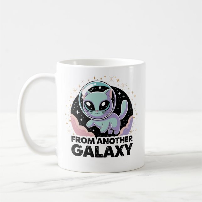 Taza De Café Alien Cat Cosmic Design Space Kitty Sci-Fi Artwork (Izquierda)