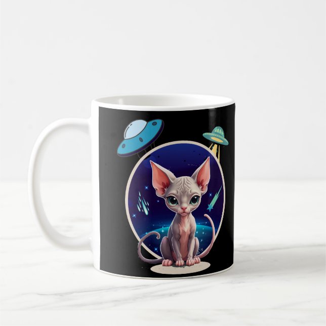 Taza De Café alien del gato de sphynx (Izquierda)