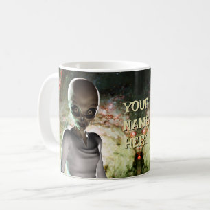 Taza De Café Alien en galaxia. Personalizado