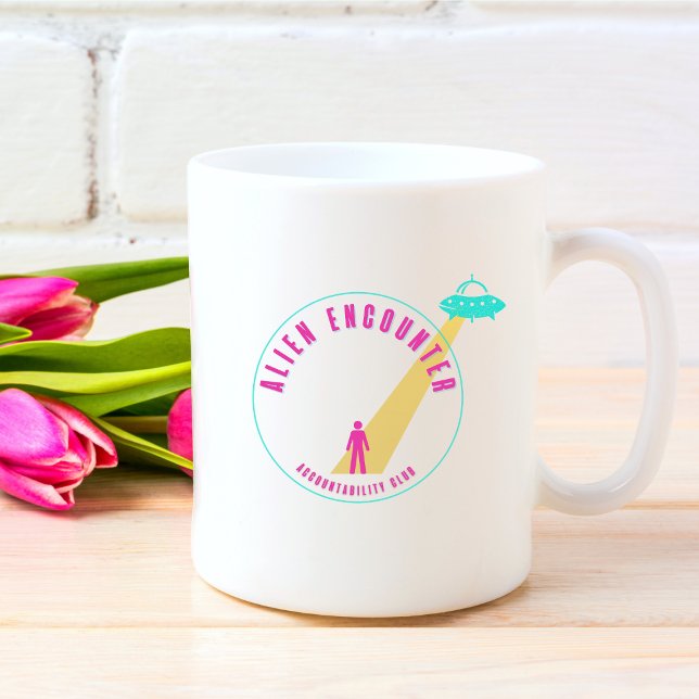 Taza De Café Alien Encounter Club Gráfica divertida rosa y Verd (Subido por el creador)