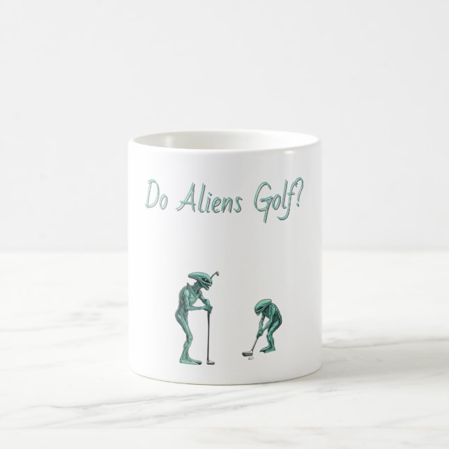 Taza De Café Alien Golf Mug - texto editable (Centro)