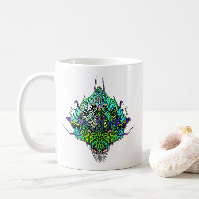 Taza De Café Alien Head - Aqua (Con donut)