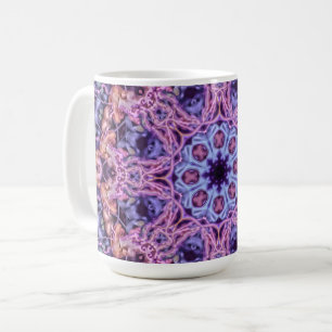 Taza De Café Alien Kaleidoscopic Mandala morado intrincado