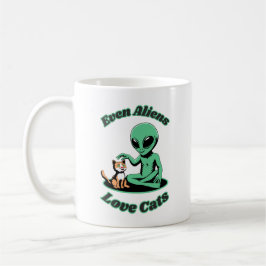 Taza De Café Alien y gato bonito. Animal gracioso