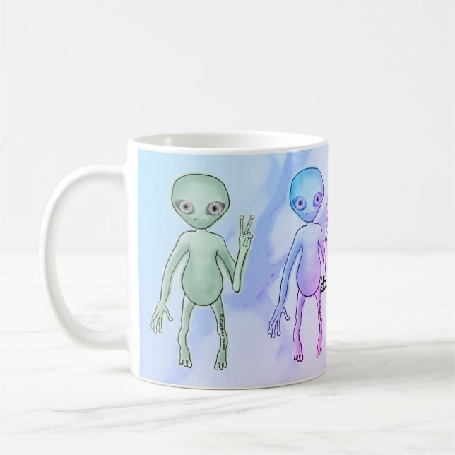 Taza De Café Alienígena de Paz Cansado (Izquierda)