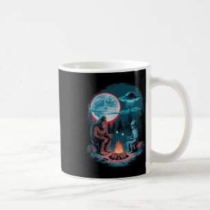 Taza De Café Alienígena Divertido y Bigfoot Caminando Luna Sasq