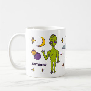 Taza De Café Alienígena espacial con Saucer volador personaliza