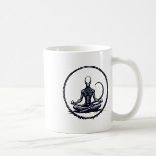 Taza De Café Alienígena Meditando Divertida Parodia de Terror d