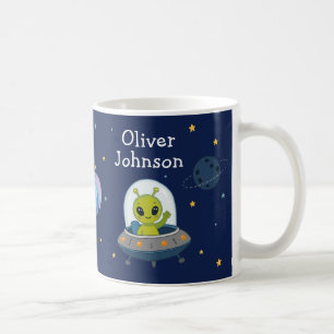 Taza De Café Alienígena personalizado en espacio de ovni