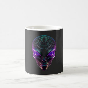 Taza De Café Alienígena Púrpura Con Ojos Luminosos