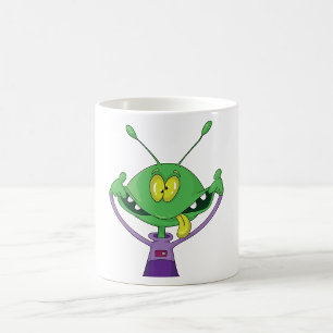 Taza De Café Alienígena Verde Divertido Haciendo Cara Tonta