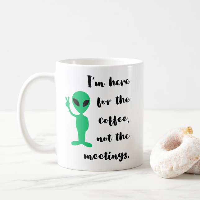 Taza De Café Alienígena verde y oferta de oficina divertida par (Con donut)