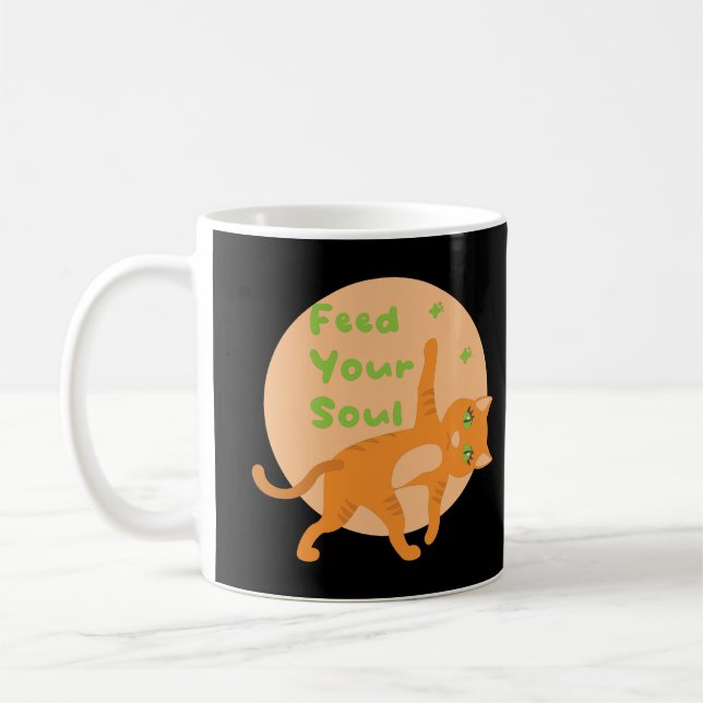 Taza De Café Alimenta tu alma Kawaii naranja gato gracioso haci (Izquierda)