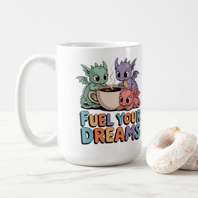 Taza De Café Alimenta tus sueños Dragones (Con donut)