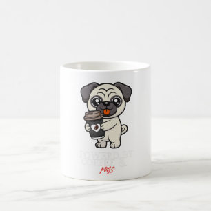 Taza De Café Alimentado por café y pug   Perro pug lindo 