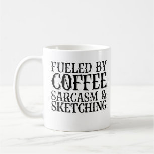 Taza De Café Alimentado Por El Sarcasmo Y El Esbozo Del Café