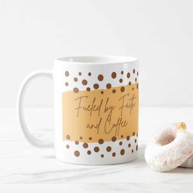 Taza De Café Alimentado por la fe y el café (Con donut)