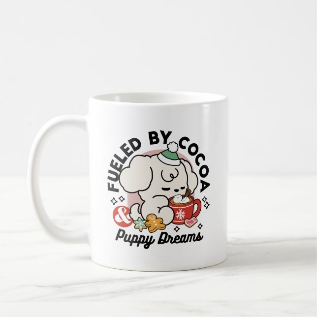 Taza De Café Alimentado por los sueños de cacao y cachorro - Pe (Izquierda)