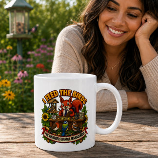 Taza De Café Alimento a los Pájaros las Ardillas Manejan Admini