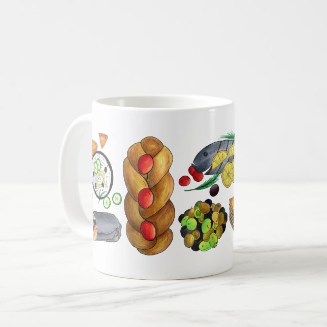 Taza De Café Alimentos mediterráneos griegos Imprimir cocina gr (Anverso izquierdo)