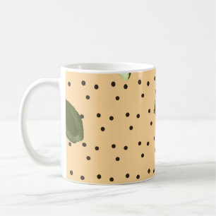 Taza De Café Alimentos saludables. Patrón de aguacate sin incon