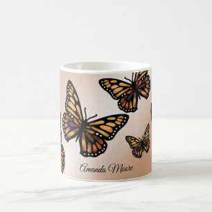 Taza De Café Alitas doradas monarca mariposa naturaleza de vera
