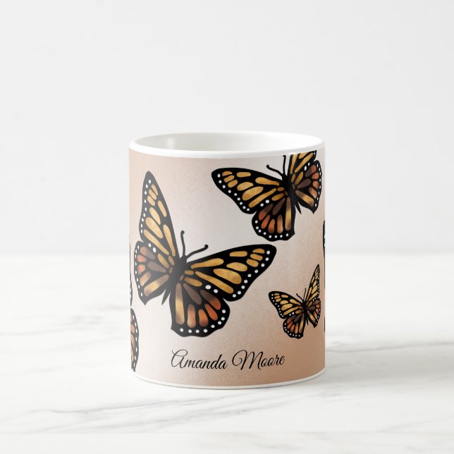 Taza De Café Alitas doradas monarca mariposa naturaleza de vera (Centro)