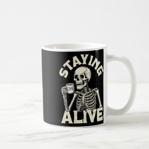 Taza De Café Alive Funny Halloween Skeleton Drinking Co
