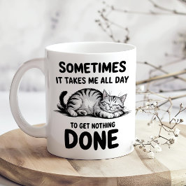 Taza De Café "All Day Doing Nothing" Funny Lazy Cat Coffee Mug