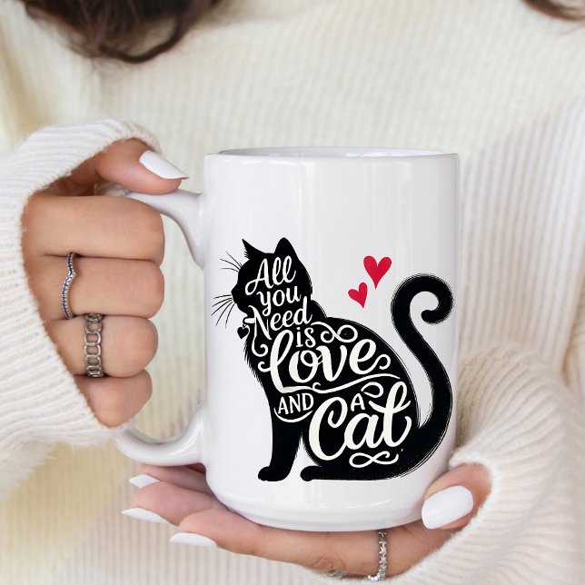 Taza De Café All You need is Love and a Coffee Mug (Customize this cute All you need is Love and a cat design. )