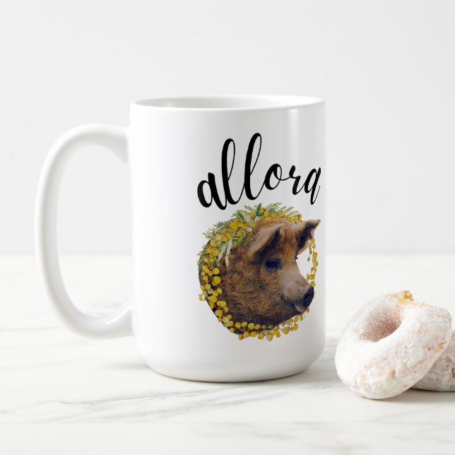 Taza De Café Allora (con flores de cerdo y mimosa) (Con donut)