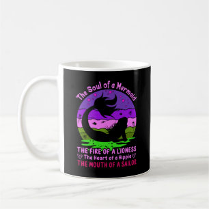 Taza De Café Alma retro vintage de sol de una sirena