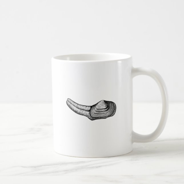 Taza De Café Almeja de Geoduck (ilustracion blanco y negro) (Derecha)