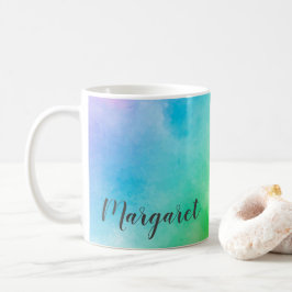 Taza De Café Almohada de lanzamiento de pintura de acuarela de