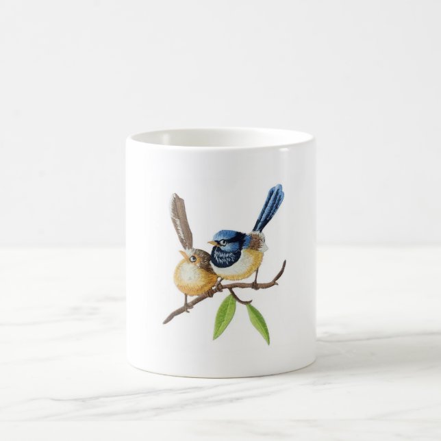 Taza De Café Almohadones de Bird  imitando efectos de bordado (Centro)