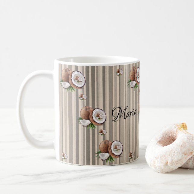 Taza De Café Almond Stripe Mug (Con donut)